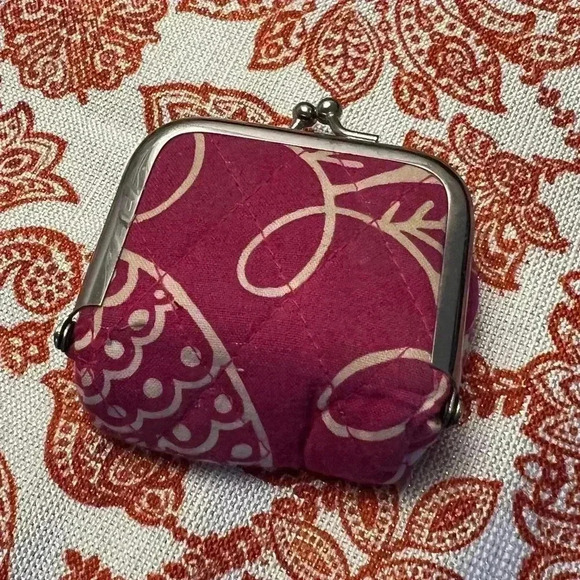 Vera Bradley mini coin pouch purse snap mirror 3” - Picture 2 of 4
